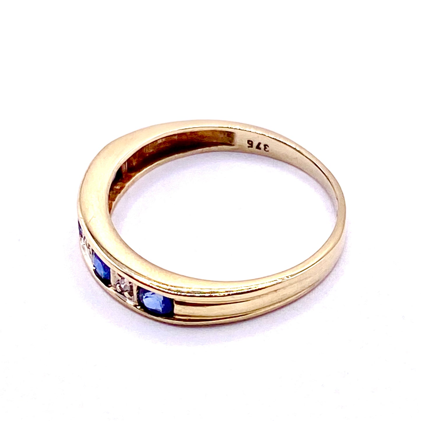 18ct Yellow Gold Diamonds and Sapphires Eternity Ring Pre Loved