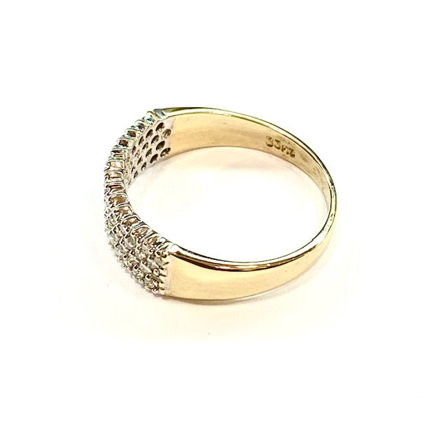 9ct Yellow Gold 4 Row Diamond Eternity Ring Pre Loved