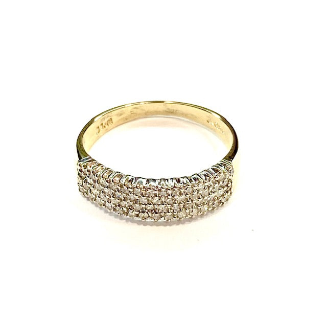 9ct Yellow Gold 4 Row Diamond Eternity Ring Pre Loved