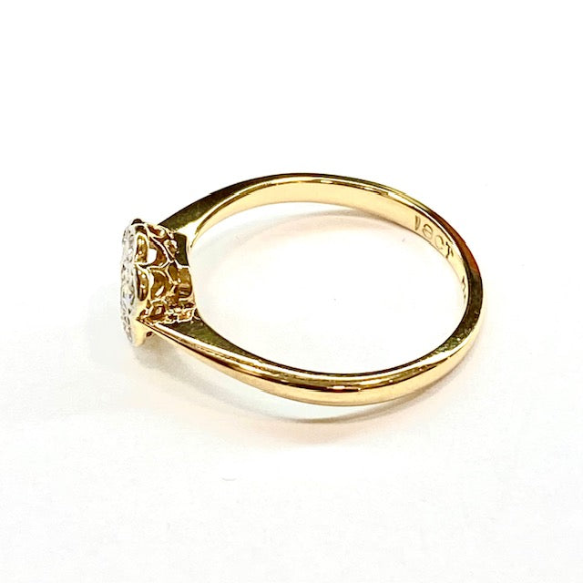 18ct Yellow Gold Diamond Cluster Ring Pre Loved