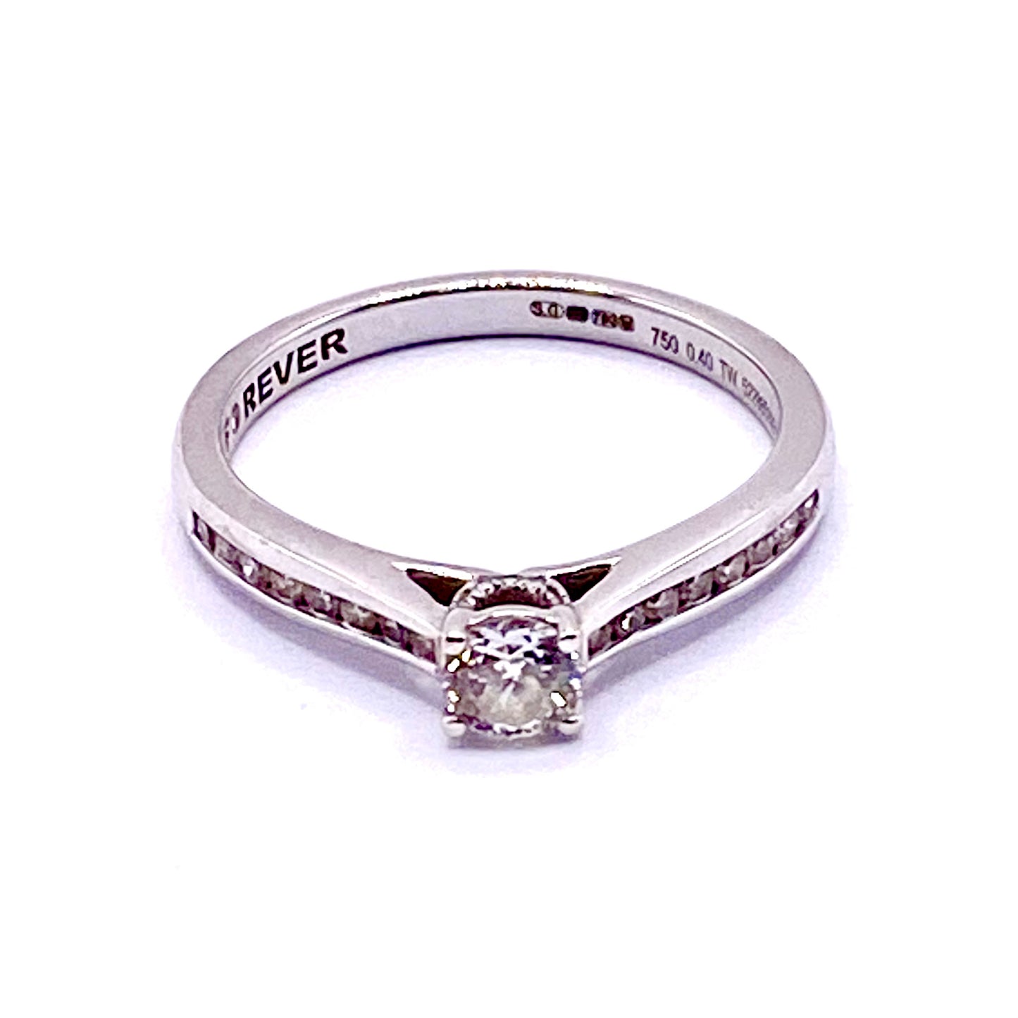 18ct White Gold Diamond Ring With Diamonds Set Shoulders Ring Pre Loved