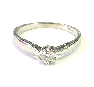 9ct White Gold 6 claw 0.25ct Diamond set Solitaire Ring