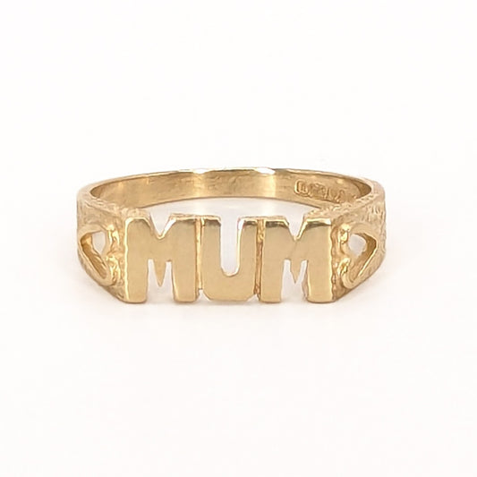 9ct Yellow Gold Mum Signet Ring Pre Loved