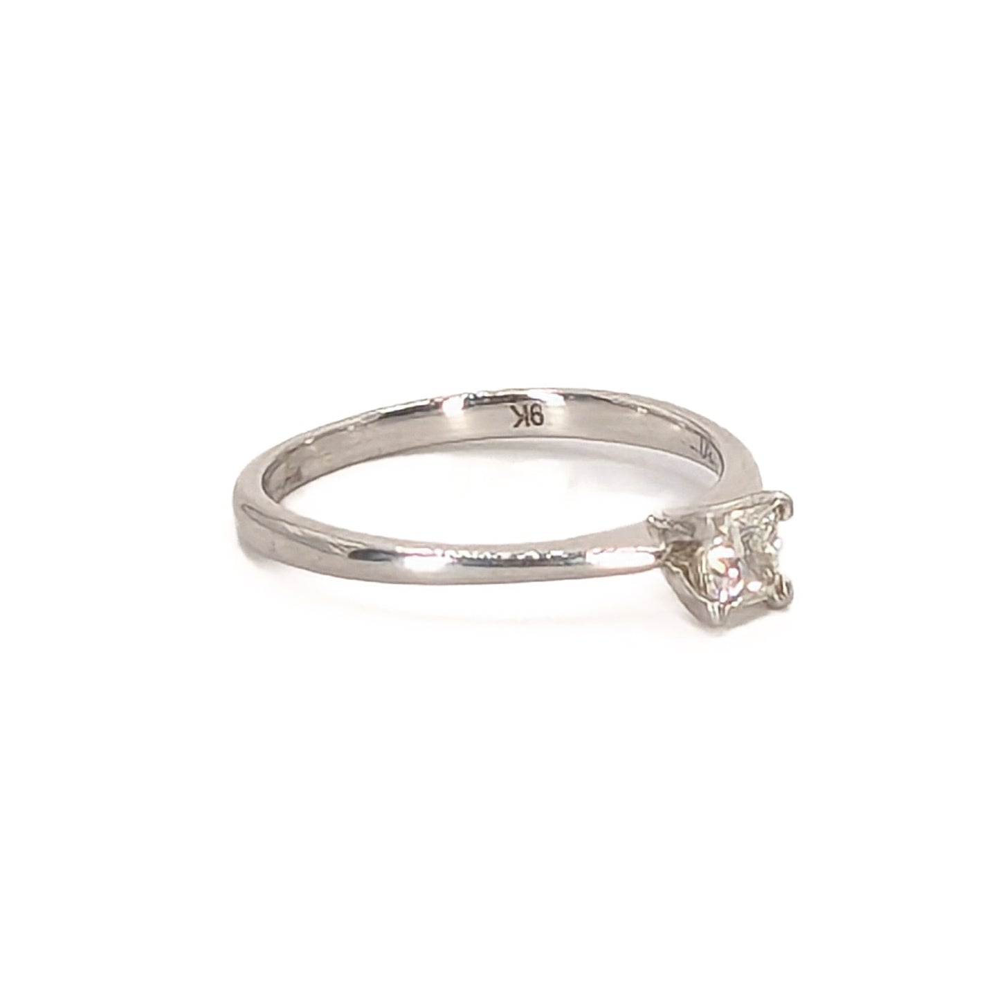 9ct White Gold Princess cut Solitaire Ring