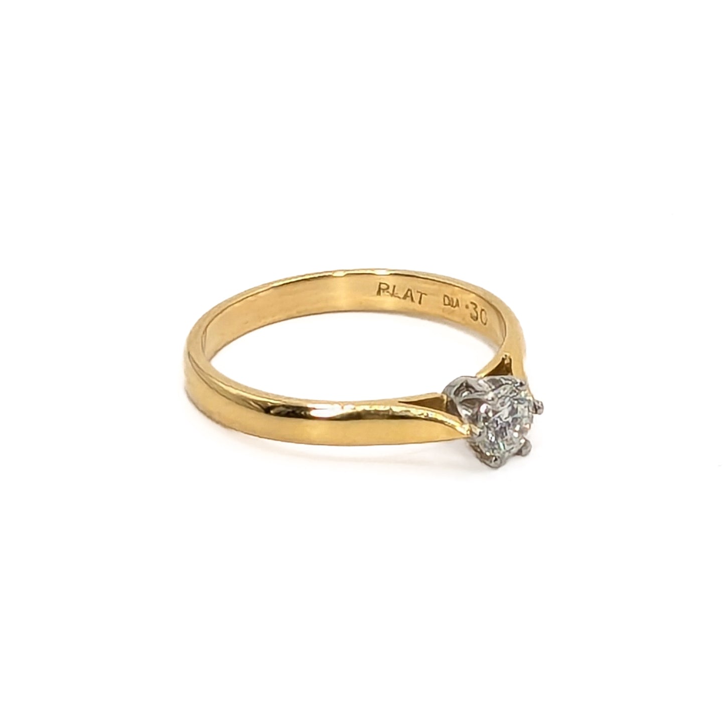 18ct Yellow Gold with Platinum Head Diamond Solitaire Ring
