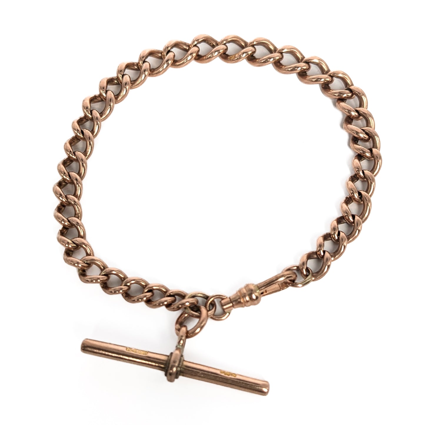 9ct Gold Curb Bracelet With T-Bar Pre Loved