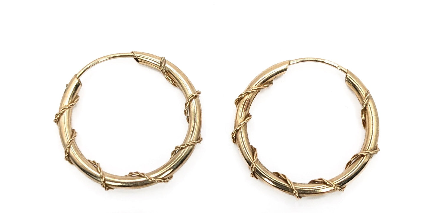 9ct Gold Twist Hoop Earrings Preloved