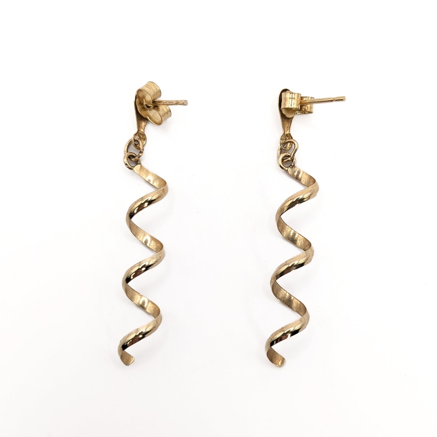 9ct Yellow Gold Twisted Drop Stud Earrings Pre Loved