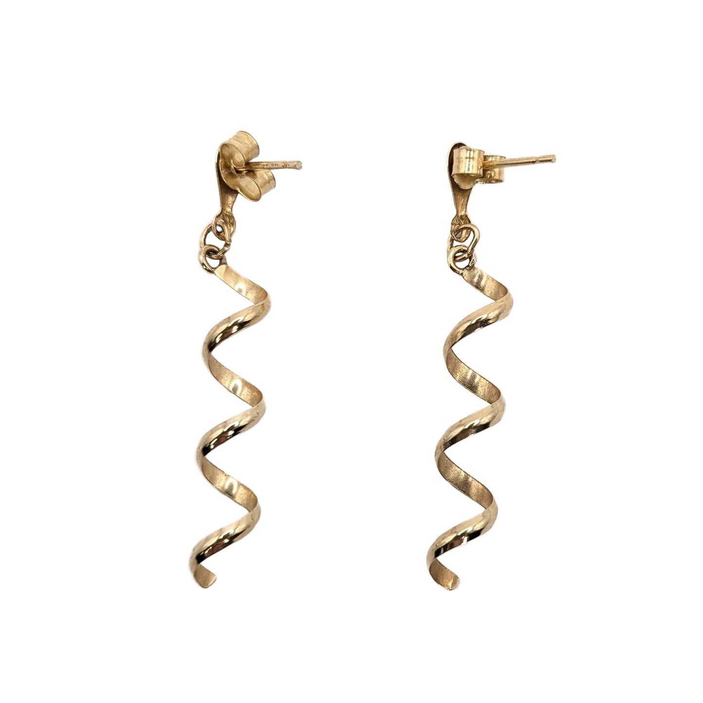 9ct Yellow Gold Twisted Drop Stud Earrings Pre Loved