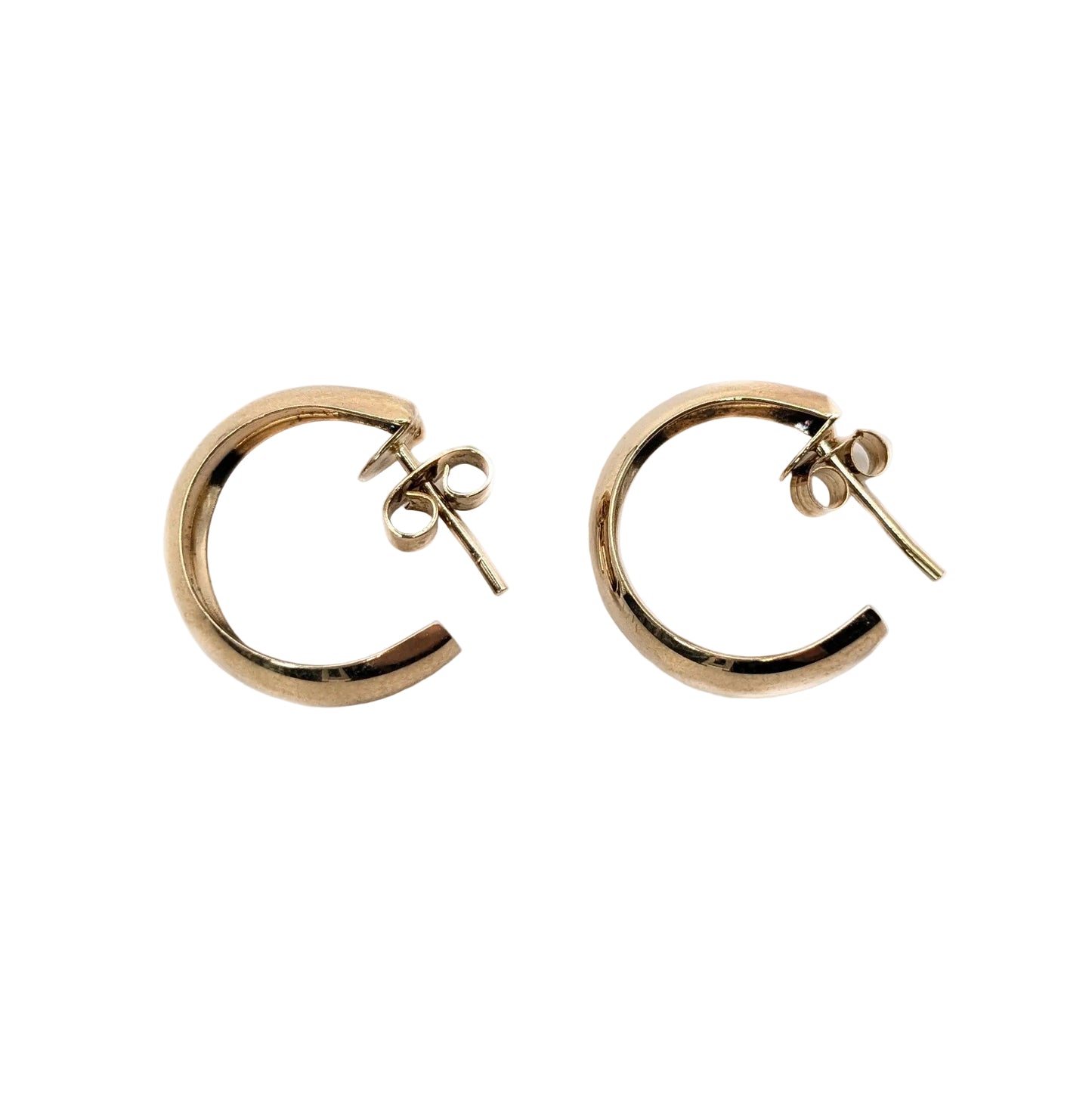 9ct Yellow Gold Half Hoop Stud Earrings Pre Loved