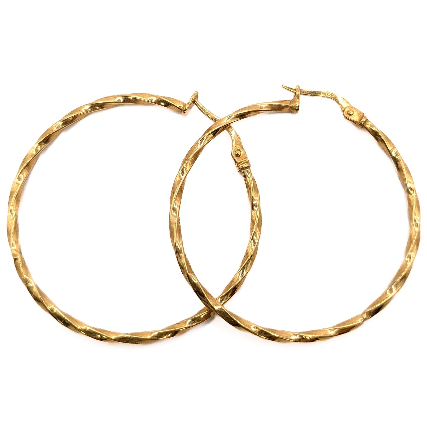 9ct Yellow Gold Large Twisted Hoop Earrings Pre Loved