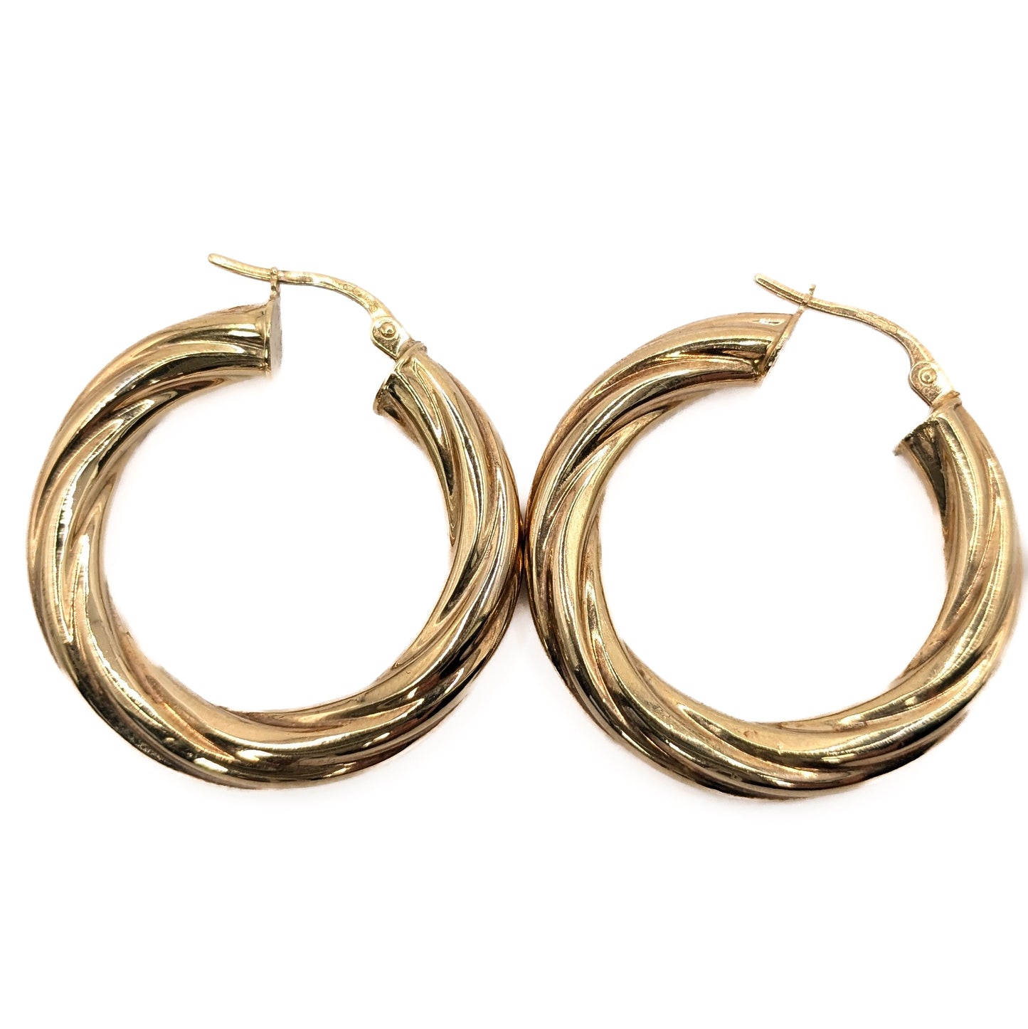 9ct Yellow Gold Twisted Hoop Earrings Pre Loved