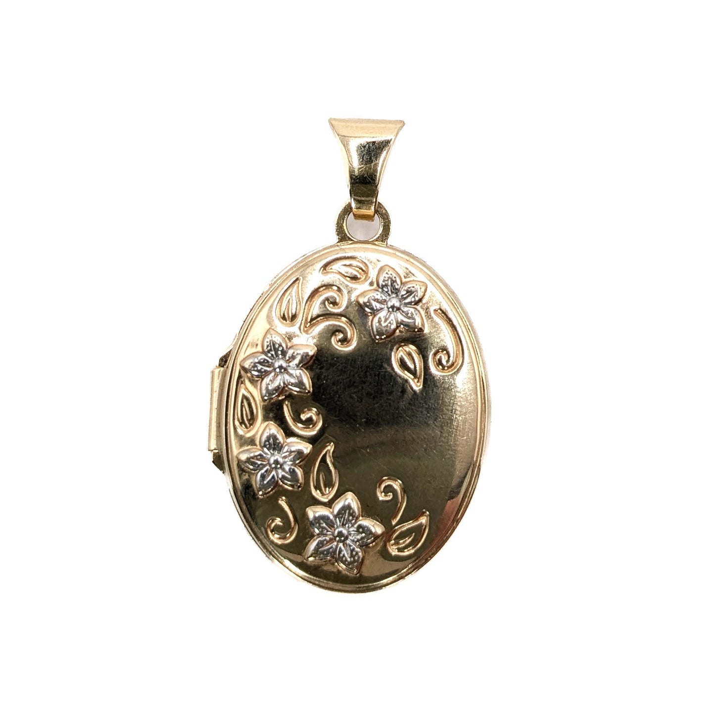 9ct Gold 2-Tone Patterned Oval Locket Pre Loved