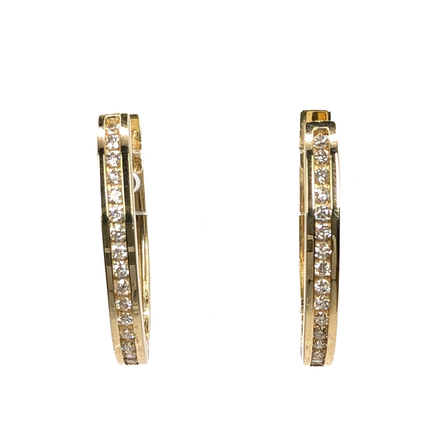 18ct Yellow Gold Diamonds Set Hoop Earrings Pre Loved