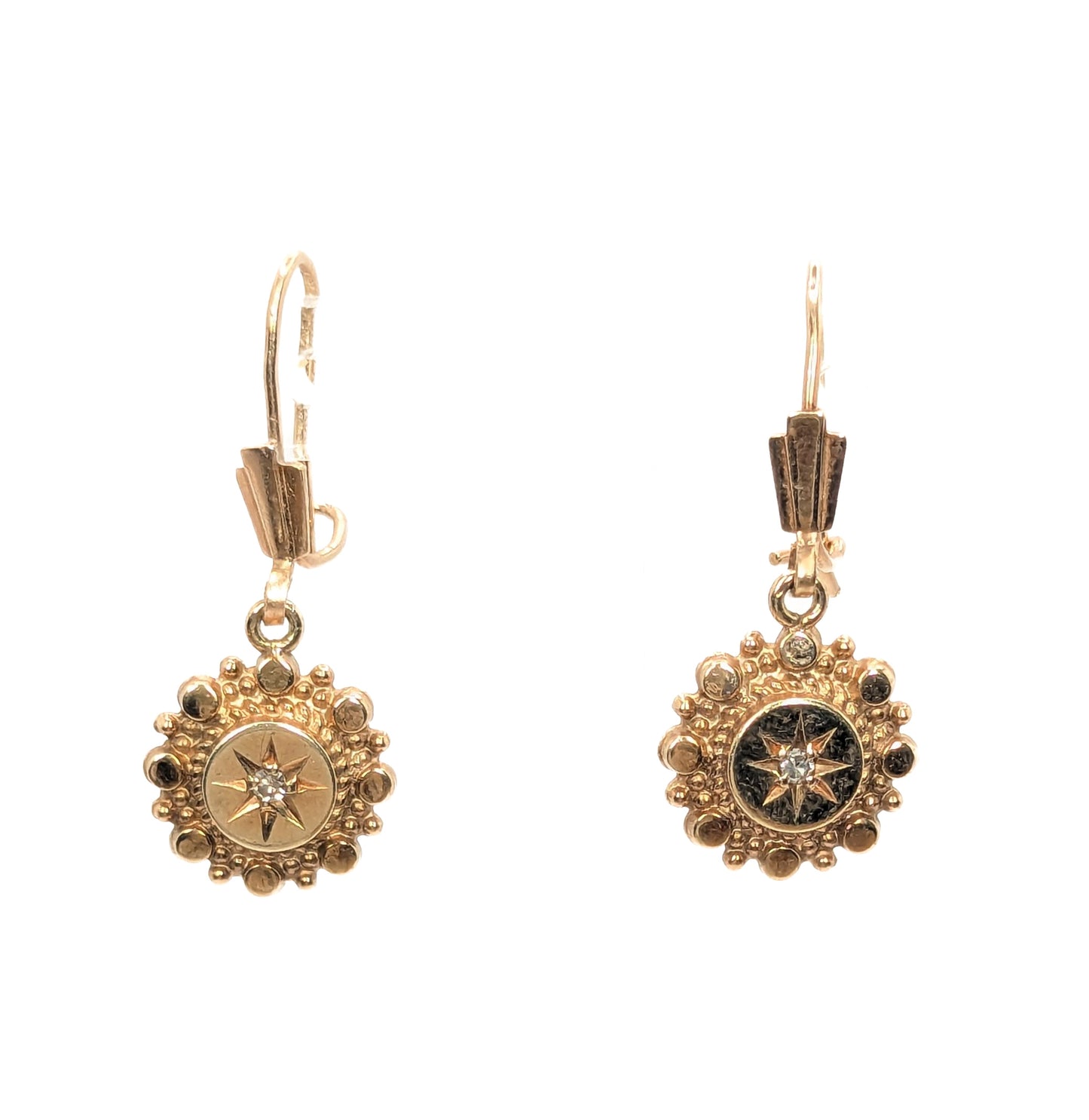 9ct Yellow Gold Diamond Set Drop Earrings Pre Loved