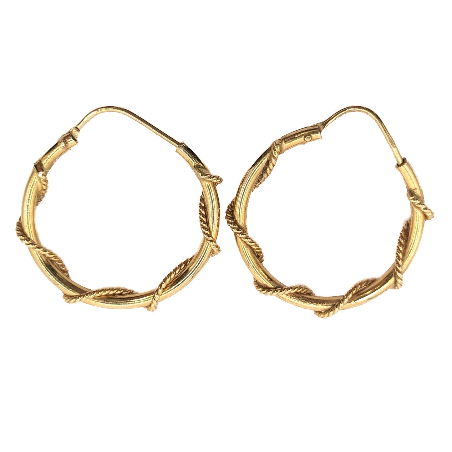 18ct Yellow Gold Rope Twist Hoop Earrings Pre Loved