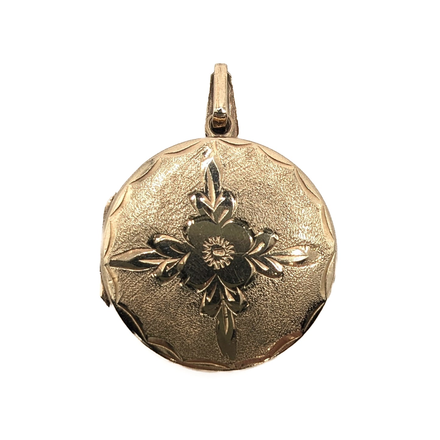 9ct Yellow Gold Engraved Round Locket Pre Loved
