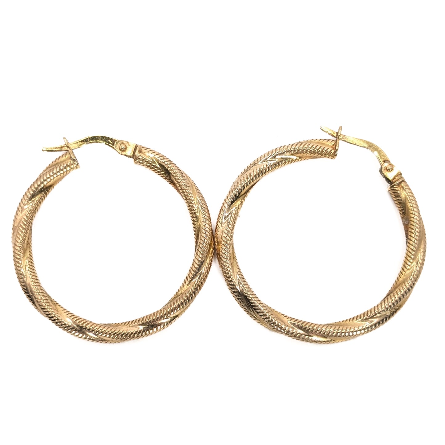 9ct Yellow Gold Rope Twist Hoop Earrings Pre Loved