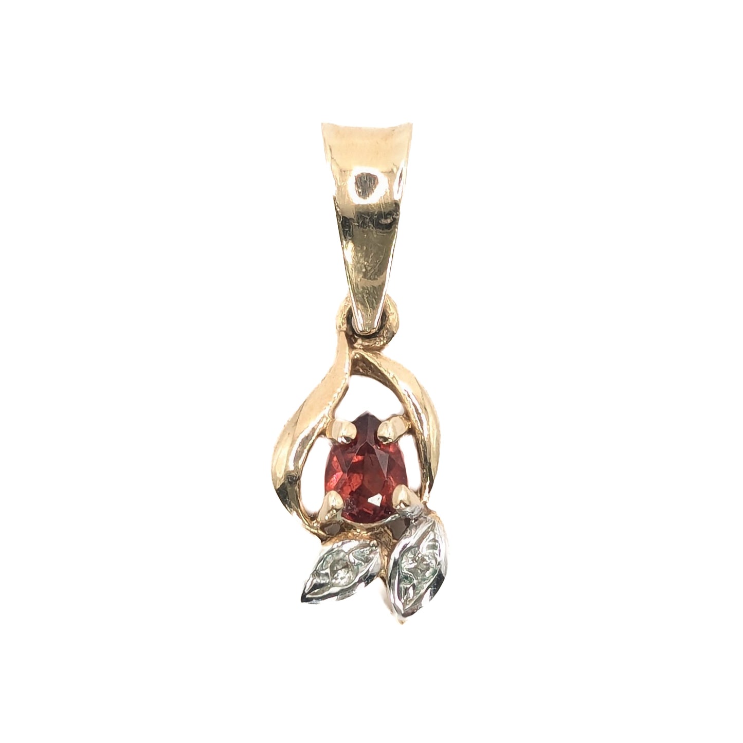 9ct Yellow Gold Garnet and Diamond Set Pendant Pre Loved