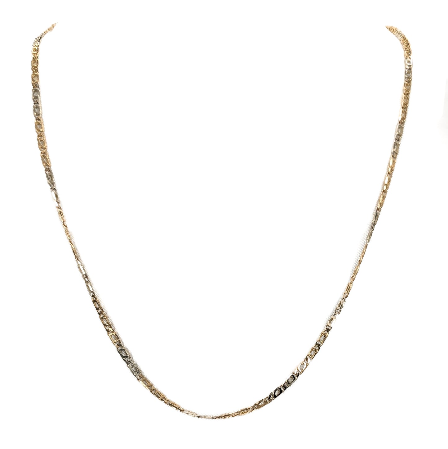 10ct 2-Tone Gold Single Figaro Link Chain Pre Loved