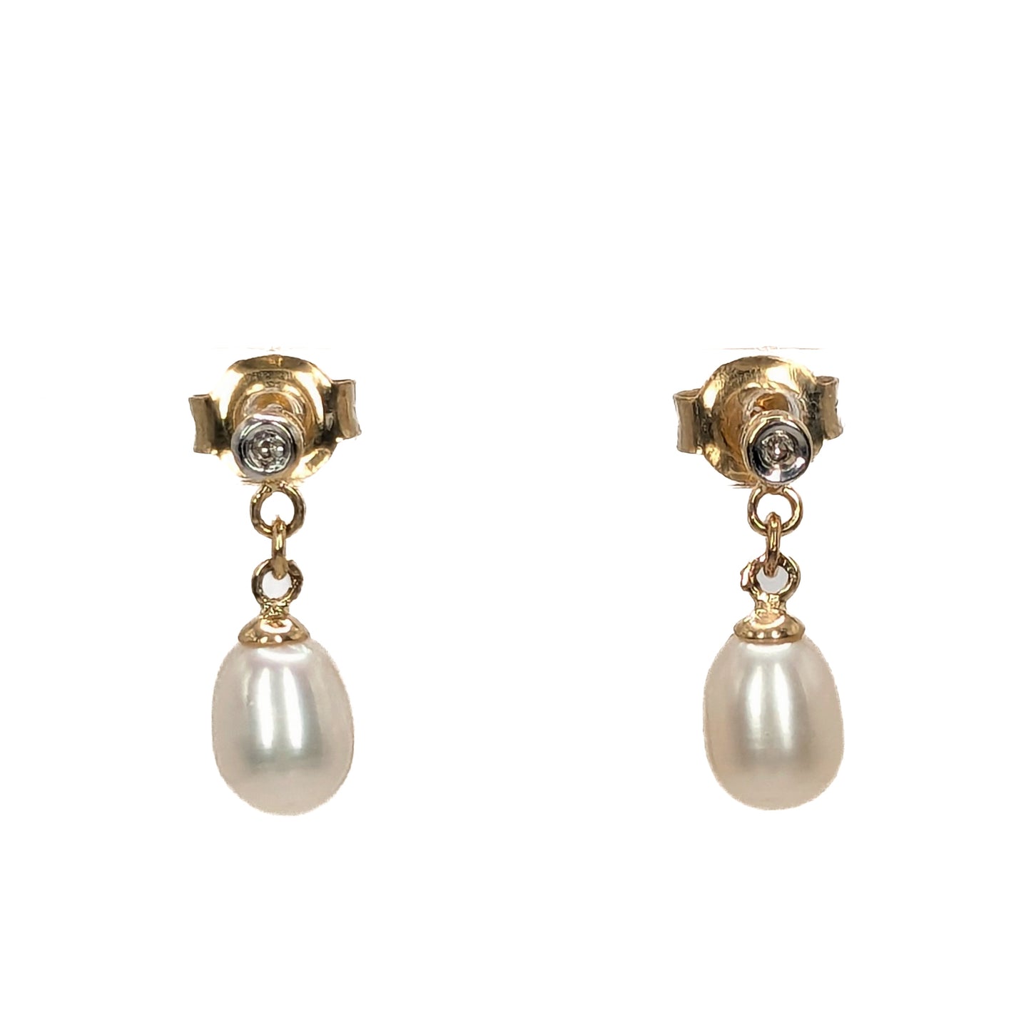 9ct Yellow Gold Pearl Drop Earrings Pre Loved