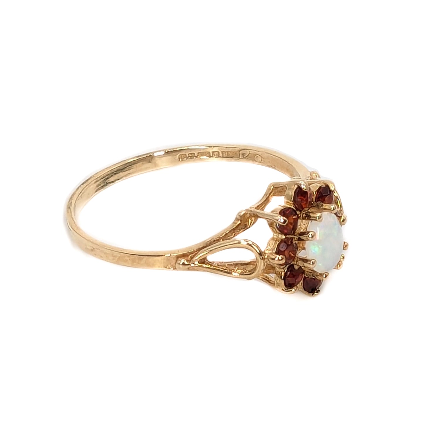 9ct Yellow Gold Ruby and Opal Cluster Ring - Pre Loved