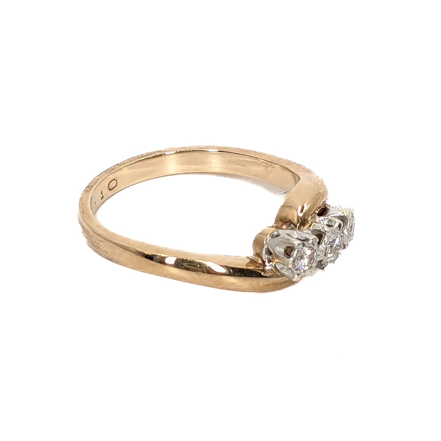 9ct Yellow and White Gold 3 Diamond Twist Ring - Pre Loved