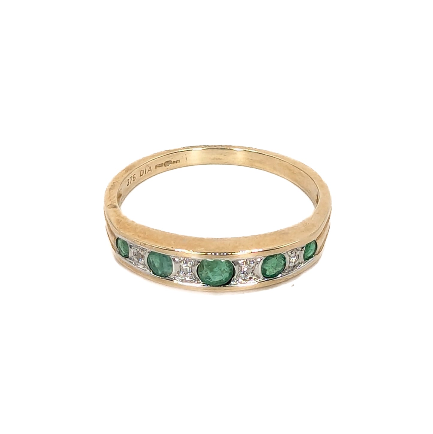 9ct Yellow Gold Emeralds and Diamonds Eternity Ring Pre-Loved