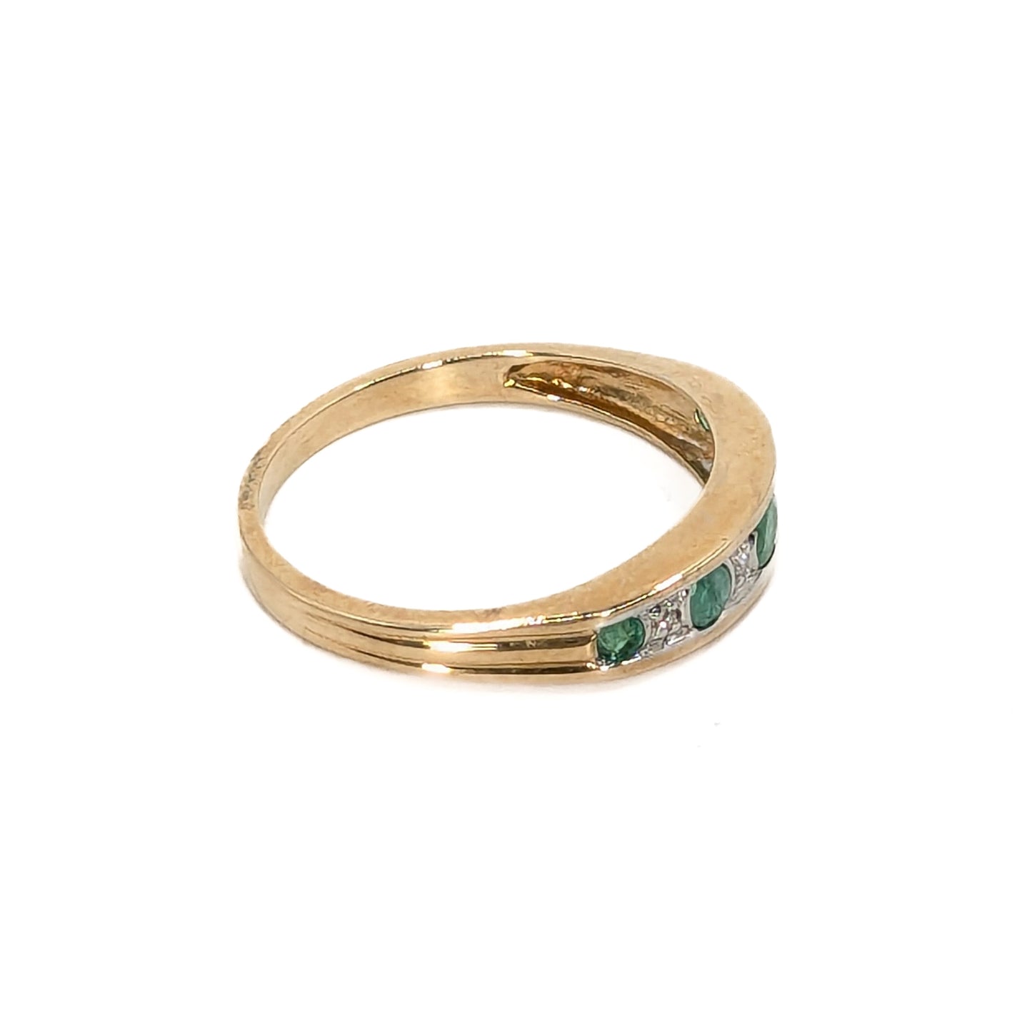 9ct Yellow Gold Emeralds and Diamonds Eternity Ring Pre-Loved