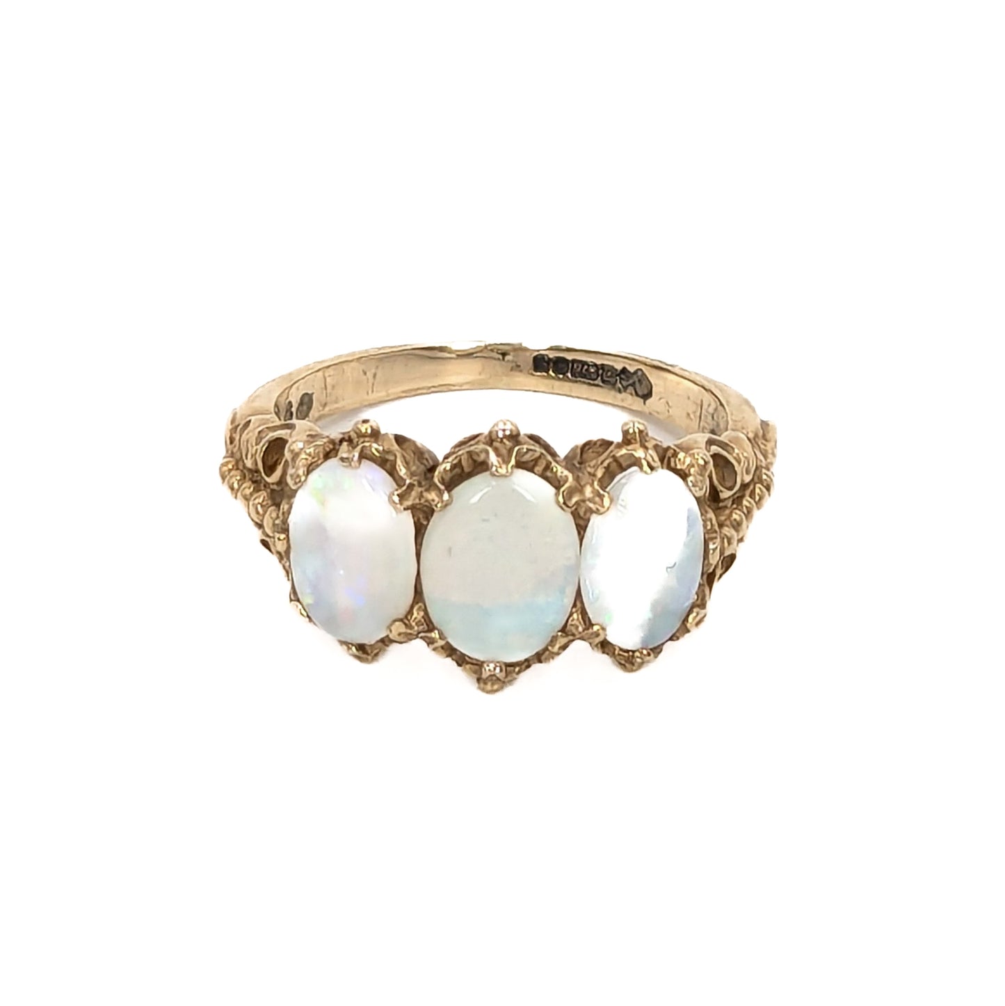 9ct Yellow Gold 3 Opal Set Ring - Pre-Loved Ref PLR32