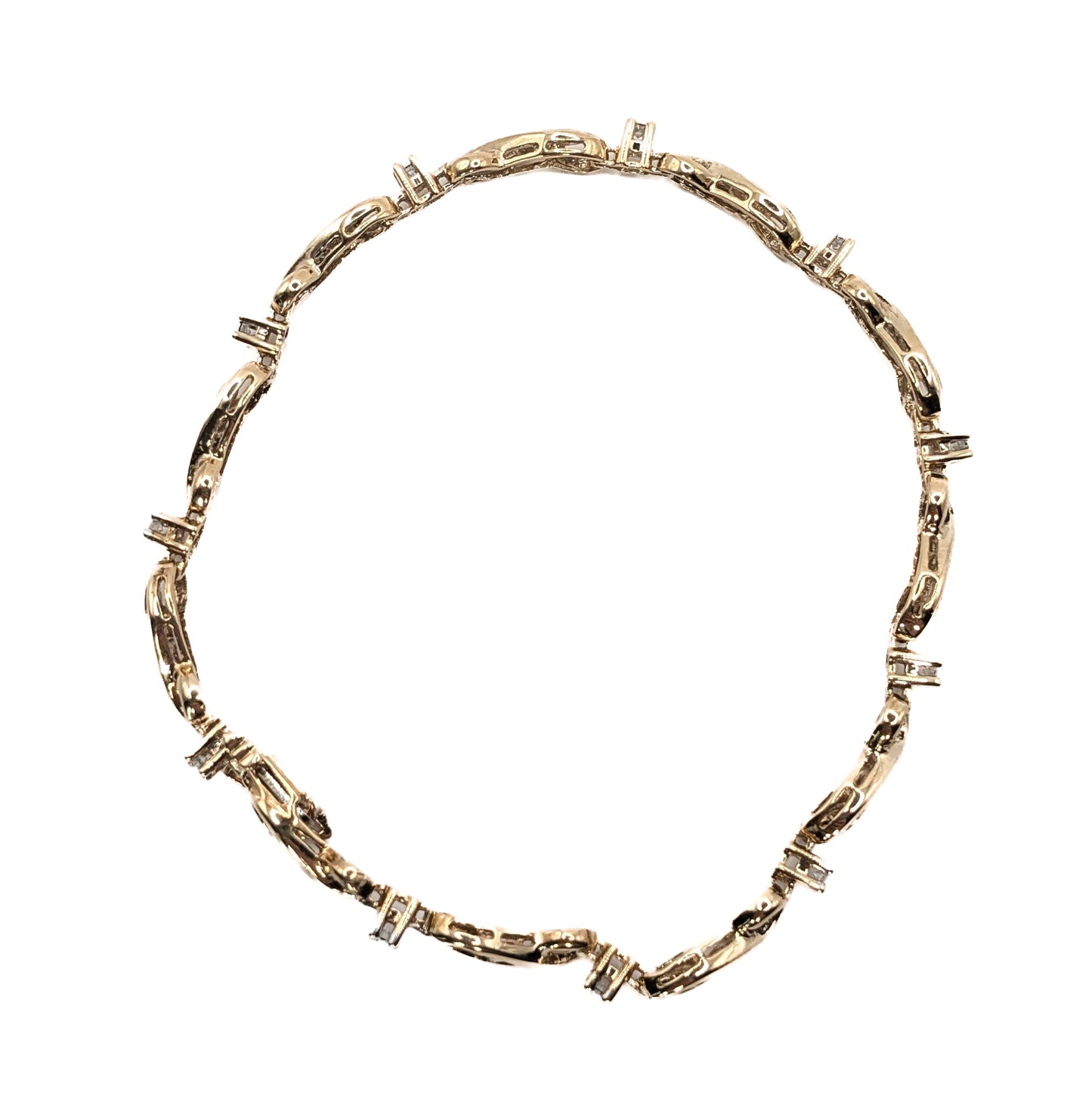 9ct Yellow Gold Diamond Set Bracelet Pre Loved