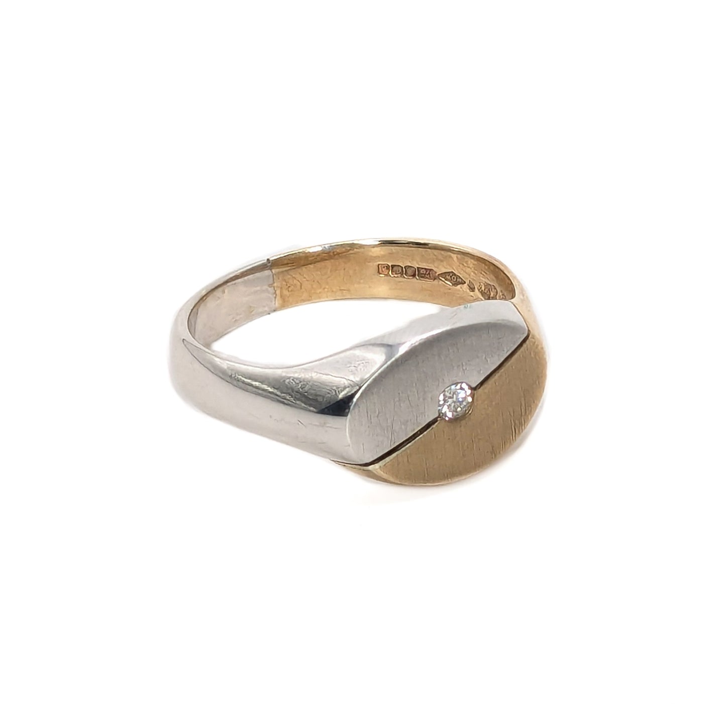 SG3498D 9ct Yellow & White Gold Diamond Signet Ring