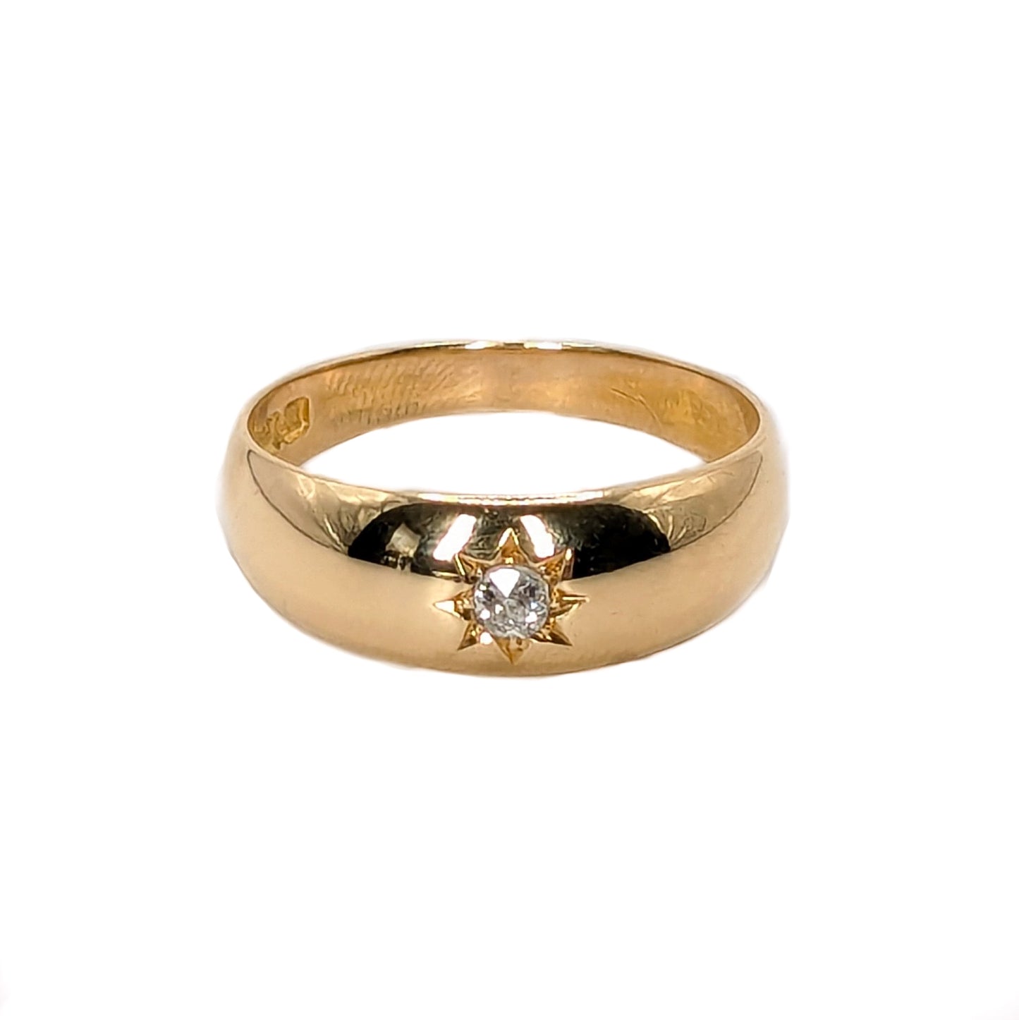 18ct Yellow Gold 1 Diamond Set Gypsy Ring Pre-Loved