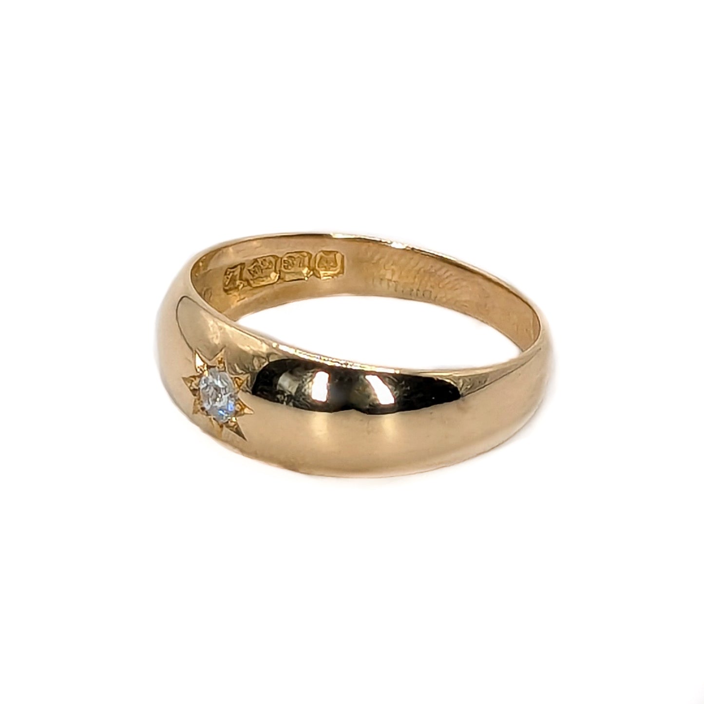 18ct Yellow Gold 1 Diamond Set Gypsy Ring Pre-Loved