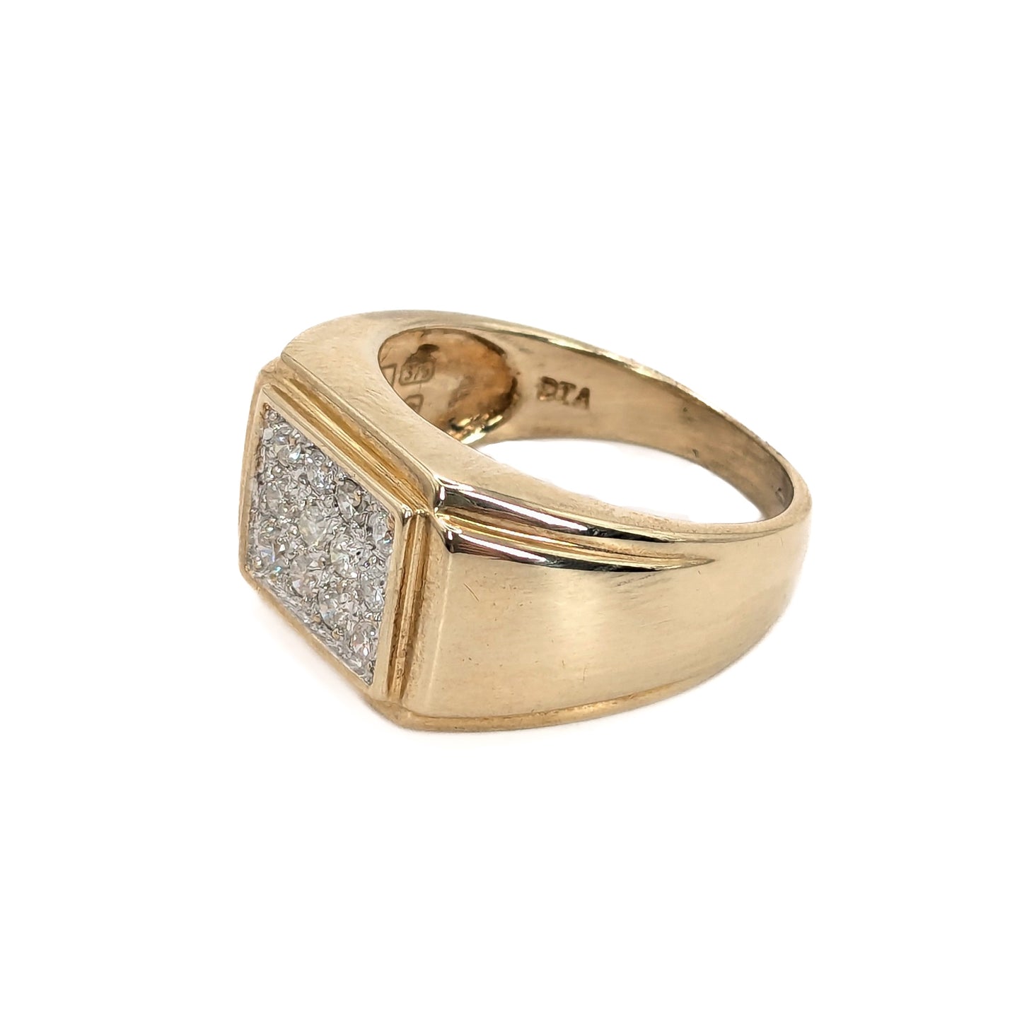 9ct Yellow Gold Diamond set Signet ring - Pre-Loved Ref PLR49