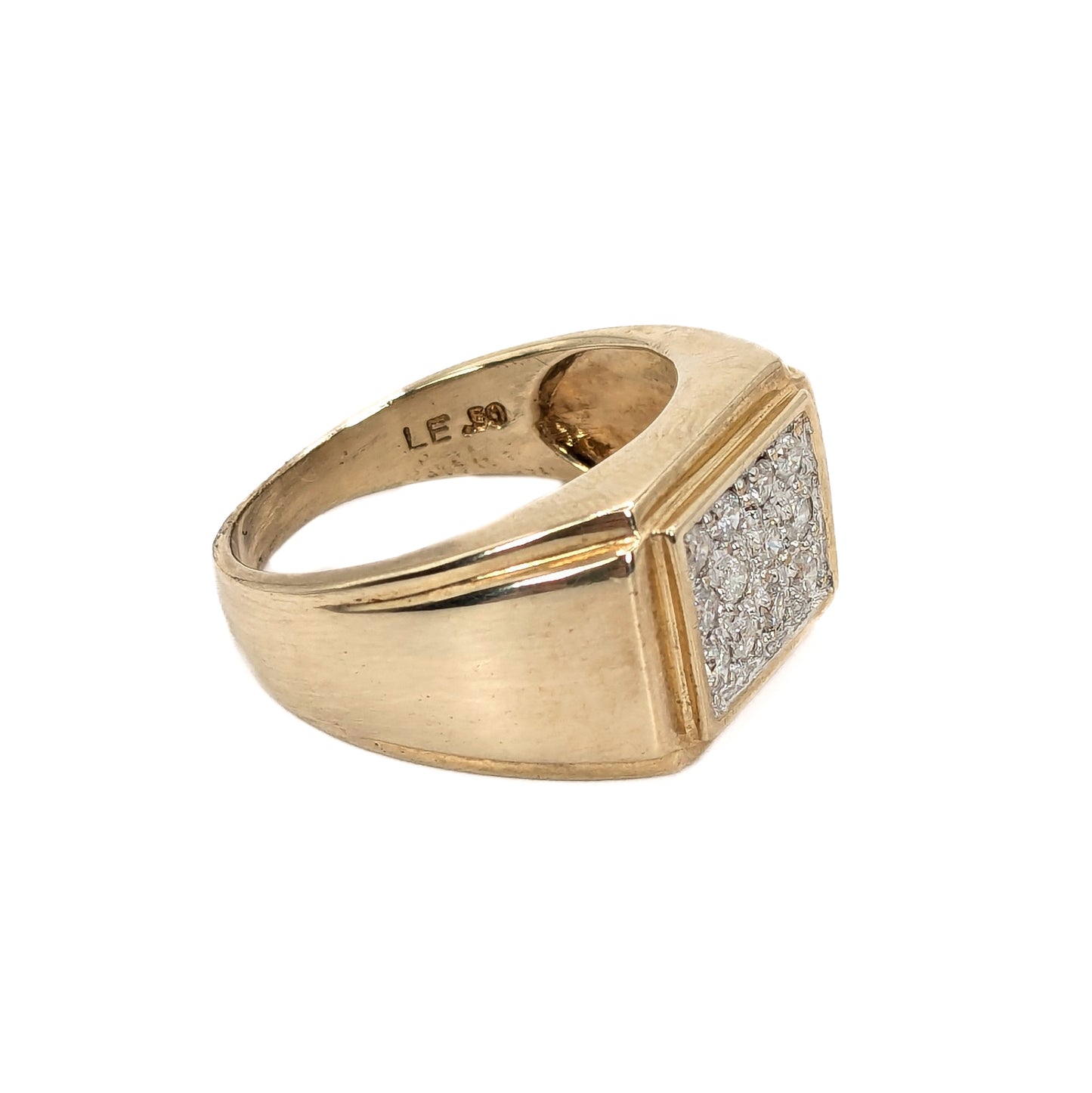 9ct Yellow Gold Diamond set Signet ring - Pre-Loved Ref PLR49