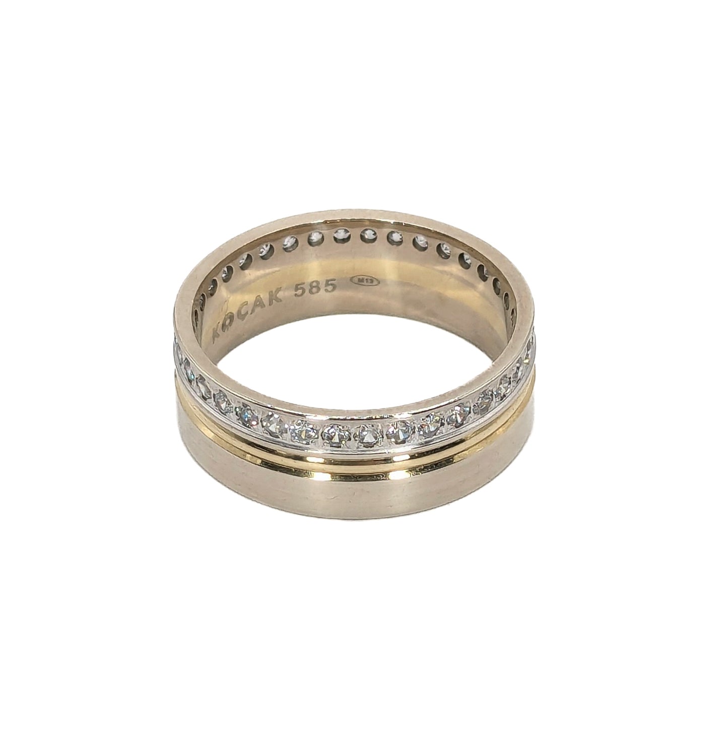 14ct Gold Two Toned Wedding Ring with Diamond Set Pre Loved
