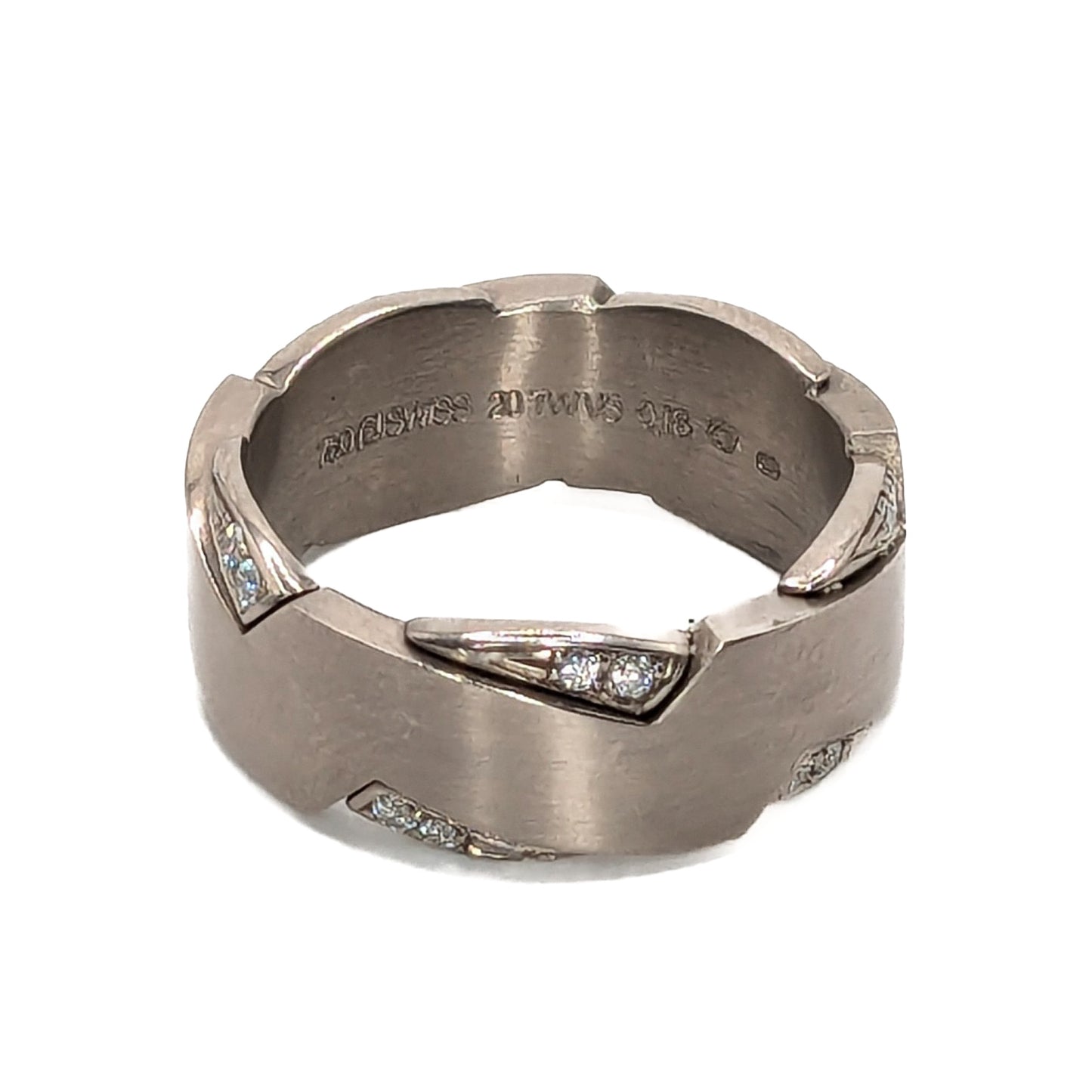 Furrer Jacot 18ct White Gold 8mm Diamond Set Wedding Ring