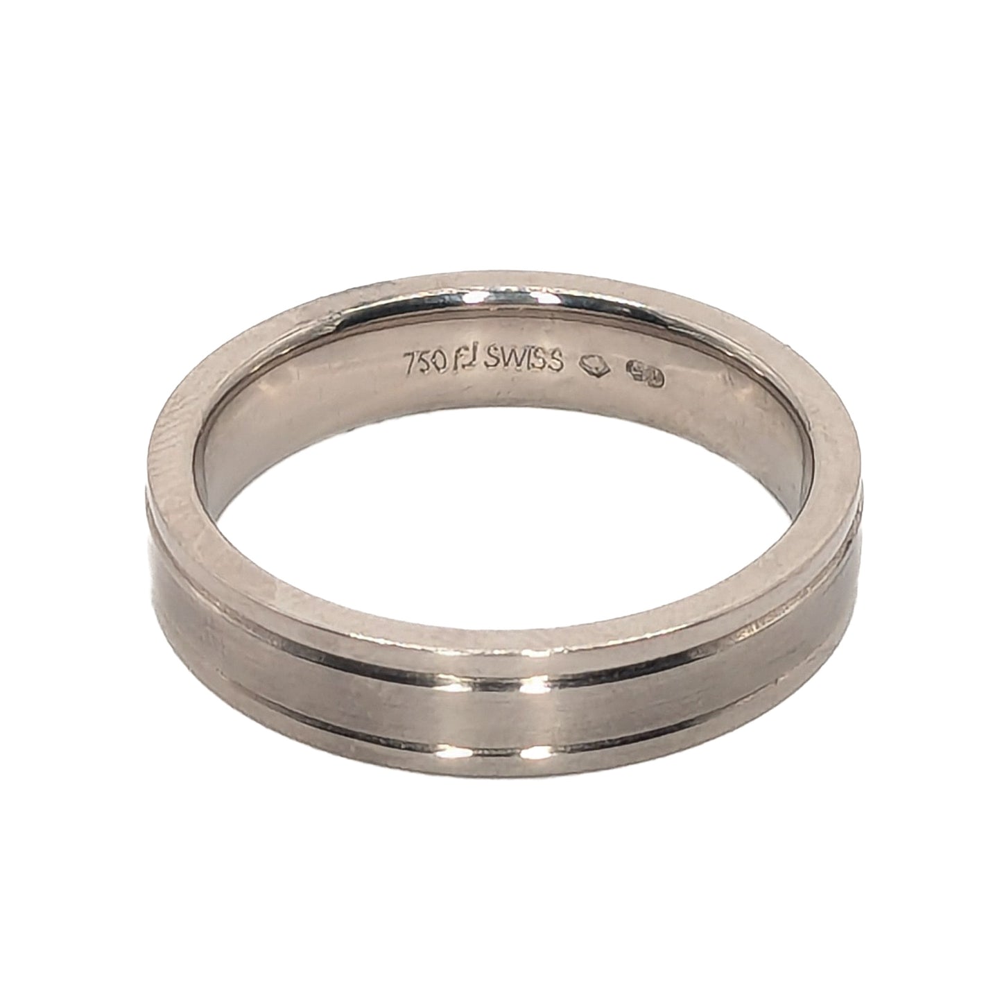 Furrer Jacot 18ct White Gold Polished and Matt Finish 5mm Wedding Ring