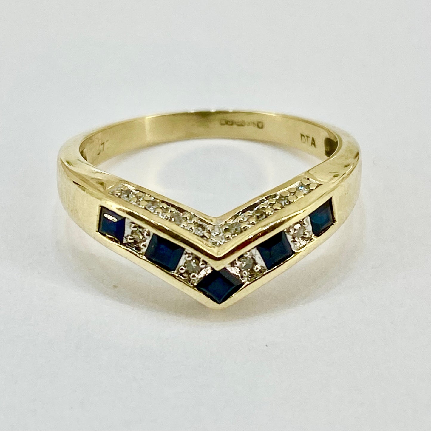 9ct Yellow Gold Sapphire and Diamond Eternity Ring Pre Loved