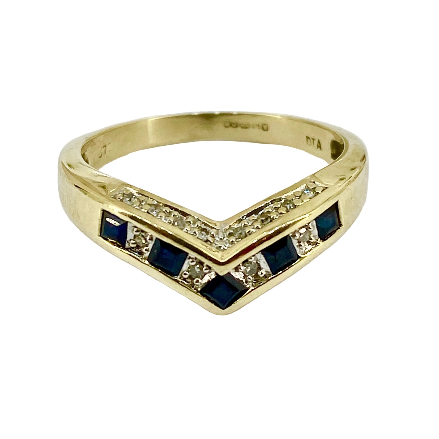 9ct Yellow Gold Sapphire and Diamond Eternity Ring Pre Loved