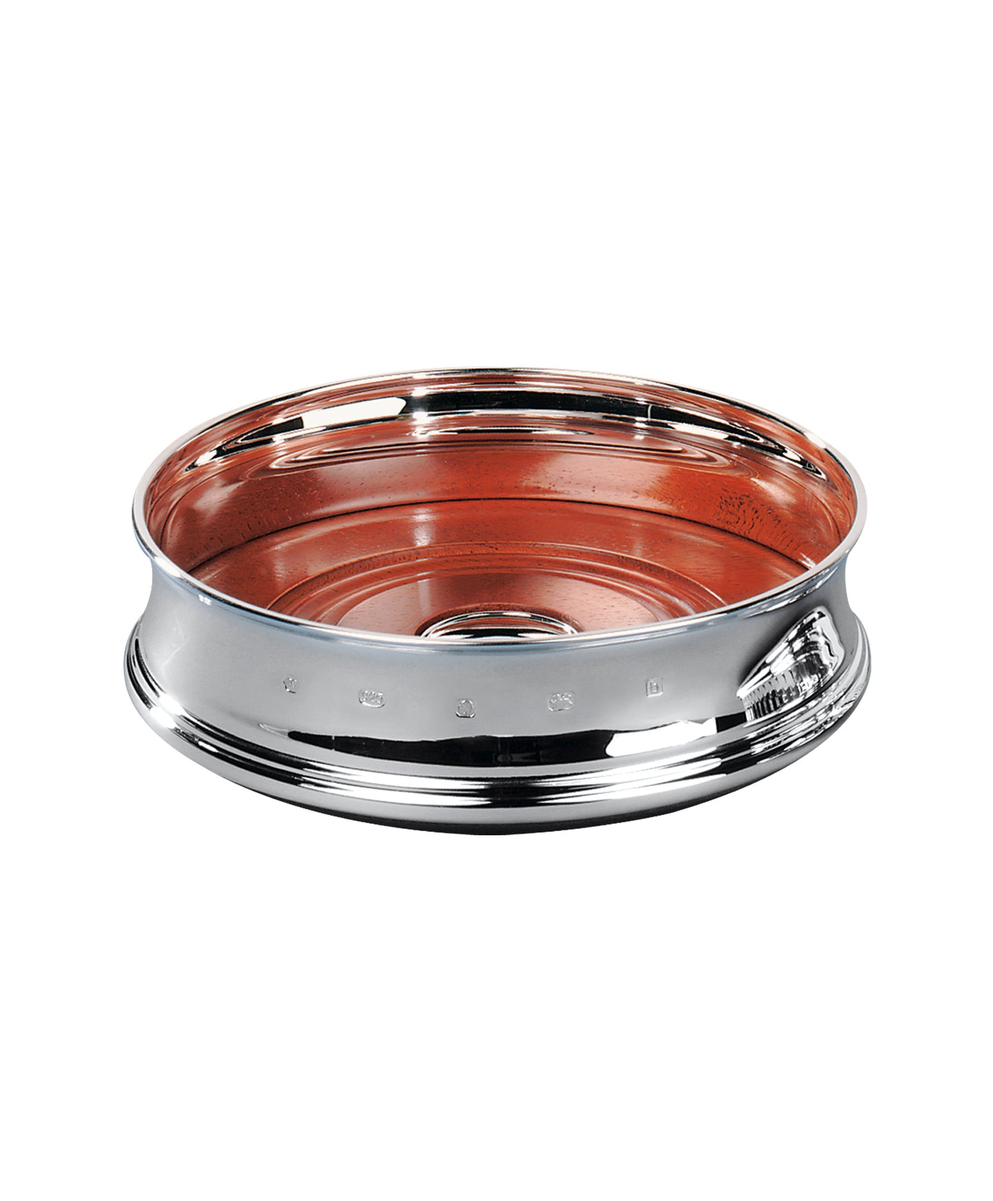 2673 Sterling Silver hallmarked 3.5-3.75'' wooden base Coaster