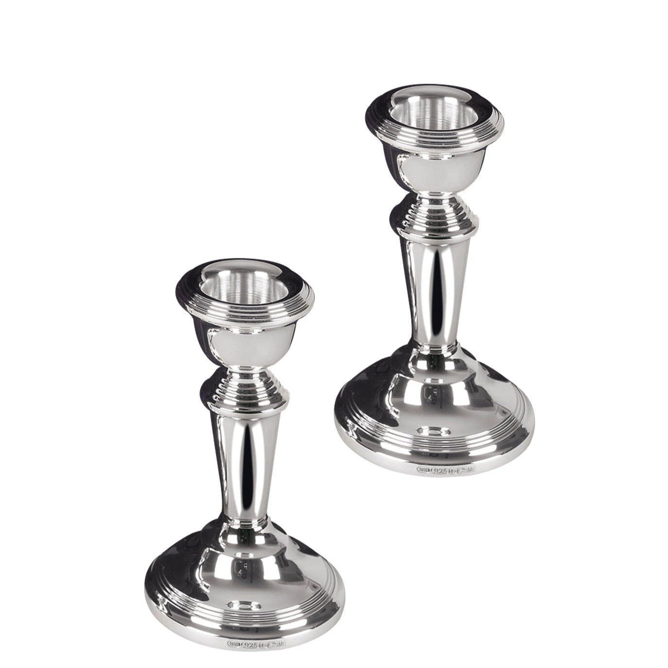 Sil.2698 Pair Sterling Silver 4'' Candle Sticks (Boxed)