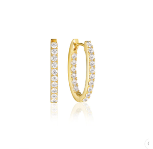 SJ-E2312-CZ-YG SIF JAKOBS Ellisse Hoop 18 karat gold plated 925 Sterling silver with rhodium, polished surface, and handset with facet cut white zirconia.