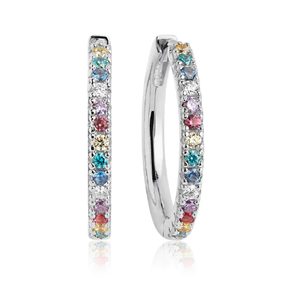 SJ-E2869-XCZ SIF JAKOBS Ellera Earrings 925 Sterling silver with rhodium, polished surface and facet cut multi-coloured zirconia.