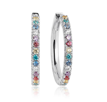 SJ-E2869-XCZ SIF JAKOBS Ellera Earrings 925 Sterling silver with rhodium, polished surface and facet cut multi-coloured zirconia.