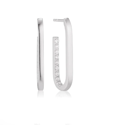 SJ-E42212-CZ SIF JAKOBS Capizzi Earrings 925 Sterling silver with rhodium, polished surface, and hand set with facet cut white zirconia.
