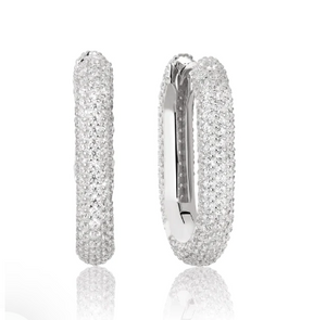 SJ-E62011-CZ-SS SIF JAKOBS Capri Medio 925 Sterling silver with rhodium, polished surface and facet cut white zirconia.
