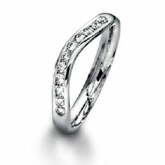 Furrer Jacot 18ct White Gold Diamond Set Shaped Wedding/Eternity Ring