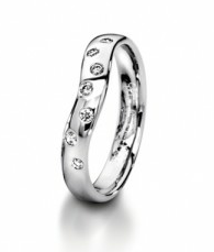 Furrer Jacot 3.5mm 18ct White Gold Diamond Set Shaped Wedding/Eternity Ring